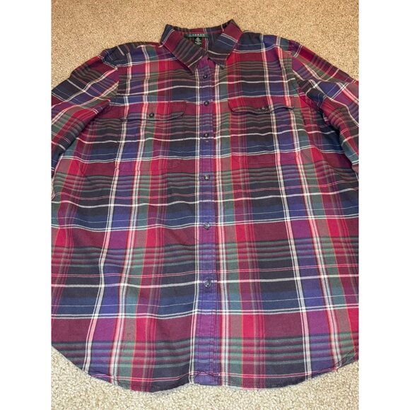 VTG RALPH LAUREN Button Shirt Plaid Tartan Holiday Festive Casual Western XL - Picture 4 of 8
